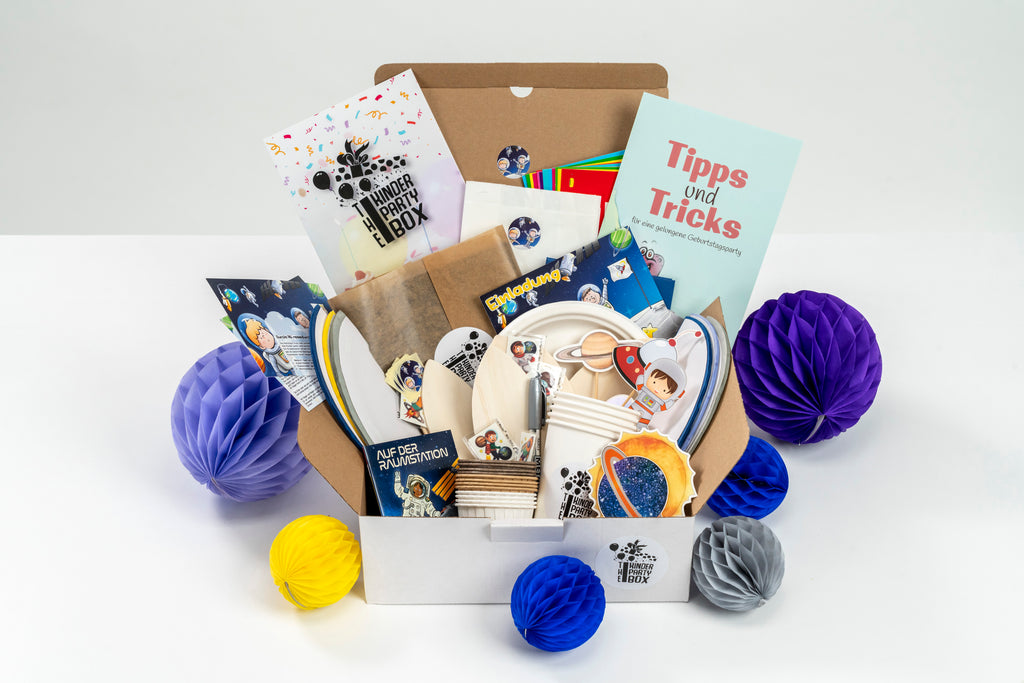 Kinderparty, Kindergeburtstag, Astronaut, Mottoparty, Feiern, Spielideen, The Kinder Party Box, 