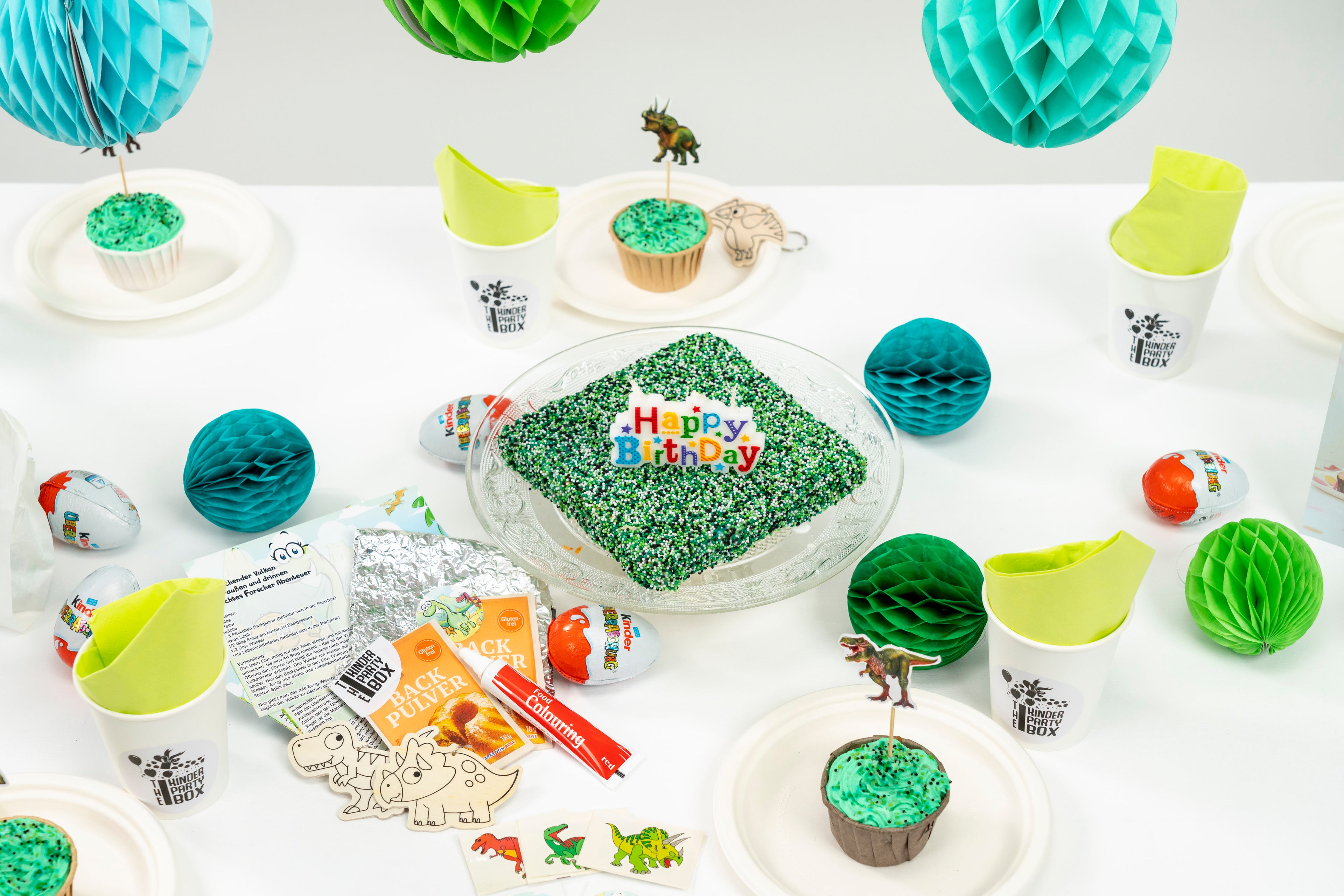 Kinderparty, Kindergeburtstag, Dino, Kinder Party Box, Einladungskarte, Kuchenrezepte